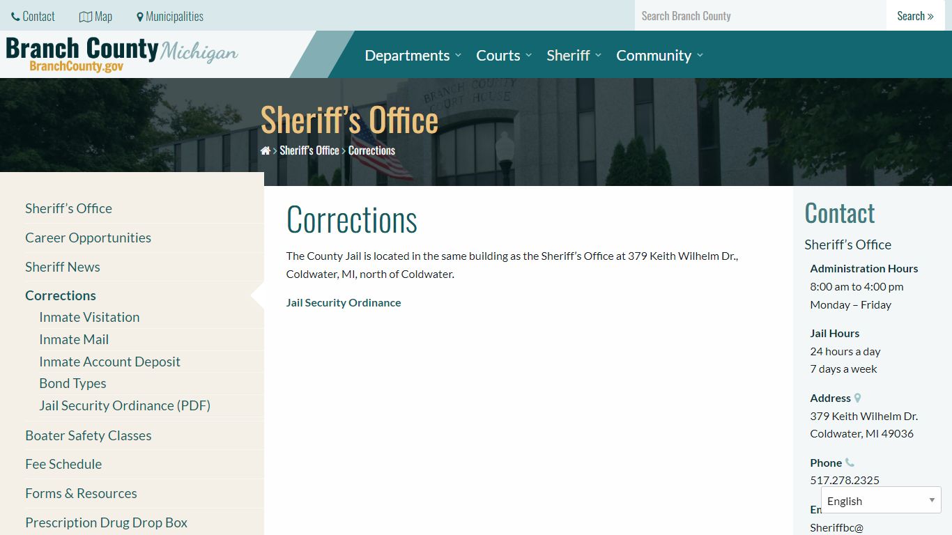 Corrections - Branch County, Michigan