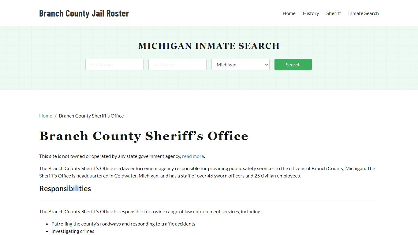 Branch County Sheriff Office, MI, Arrest Warrants Search